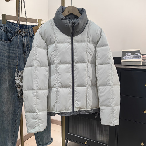 2025冬新款撞色立领石墨烯方格棉