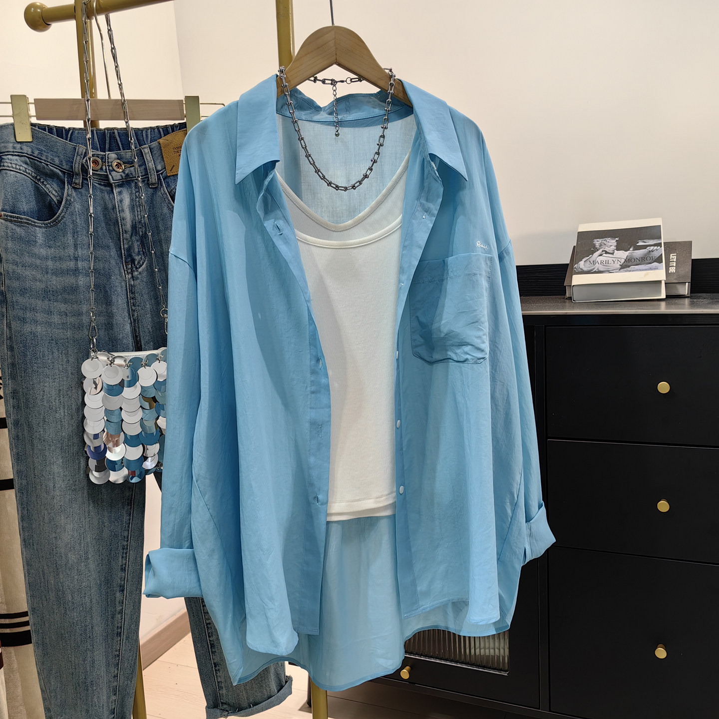 薄款天丝防晒衬衫女夏新款字母刺绣设计感时尚洋气上衣慵懒风外套,女装/女士精品,衬衫,淘宝优惠券,粉丝福利购,淘宝优惠卷