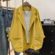 松弛感纯棉西装 韩系休闲慵懒风宽松黄色一粒扣西服 外套女春秋新款