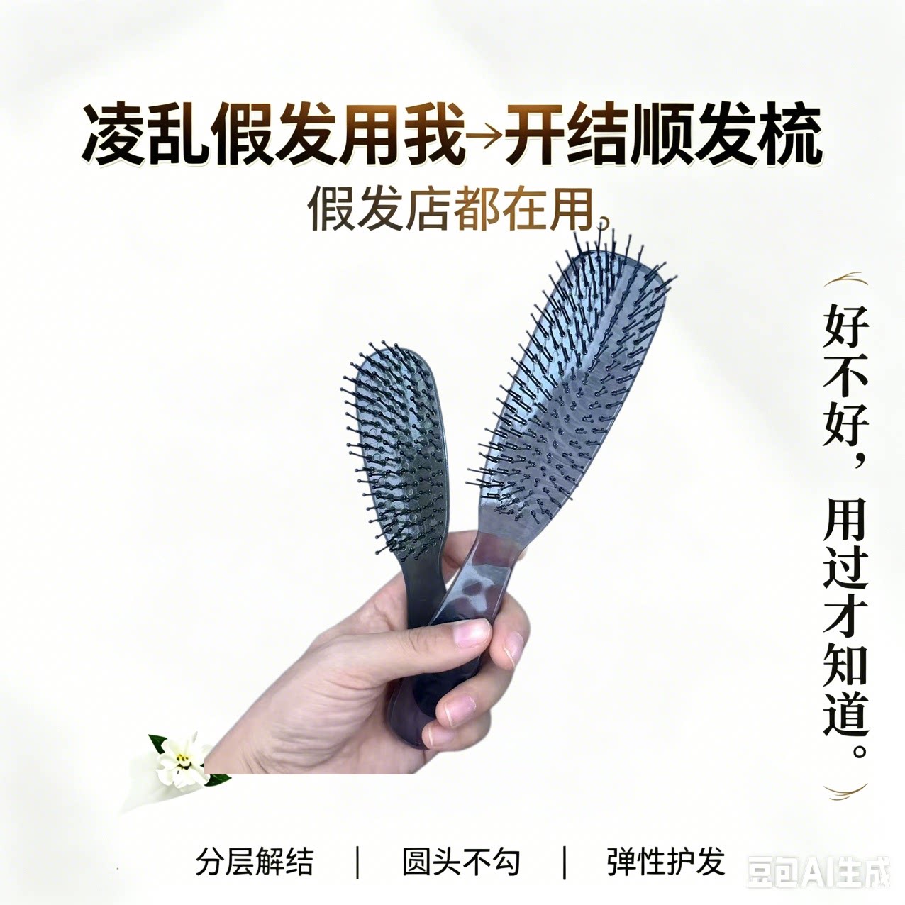 假发开结顺发梳双层高低针魔力梳子假发店推荐真发头皮按摩排骨梳