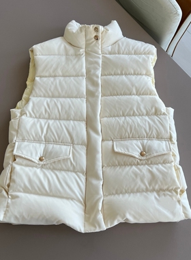 2025秋冬新时尚百搭休闲简约轻薄小立领女士羽绒马甲46克白鹅绒