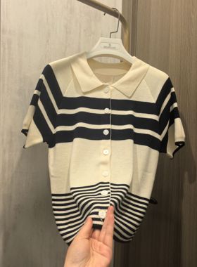 气质推荐～真丝羊毛翻领短袖针织开衫女高密度质感上衣 2025夏新