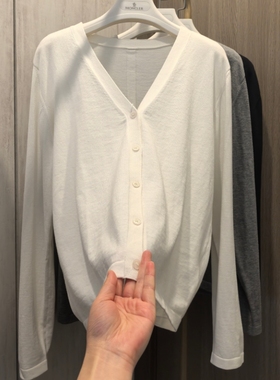 外贸尾～120支纯棉基础JI简约V领显气质长袖针织开衫女 2025早春