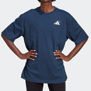 女子透气休闲运动短袖 Adidas 新款 夏季 T恤GJ6518 阿迪达斯正品