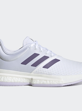Adidas/阿迪达斯白色紫色女子时尚运动舒适减震低帮休闲鞋EF2464
