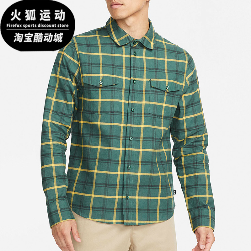 耐克男子格子运动长袖衬衫