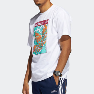 男子圆领印花透气休闲运动T恤GN3900 夏季 Adidas 阿迪达斯正品