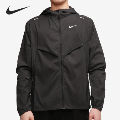 Nike/耐克黑灰男子休闲简约运动跑步拒水夹克连帽外套CZ9071-010