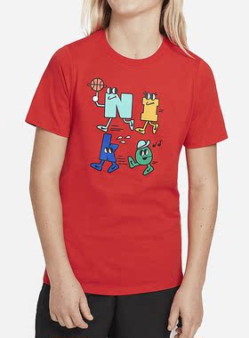 Nike/耐克红粉红玫瑰红儿童时尚舒适休闲运动透气T恤DJ6294-671