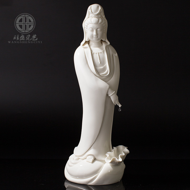 德化白瓷滴水观音菩萨佛像摆件家居镇宅供奉保平安陶瓷观世音