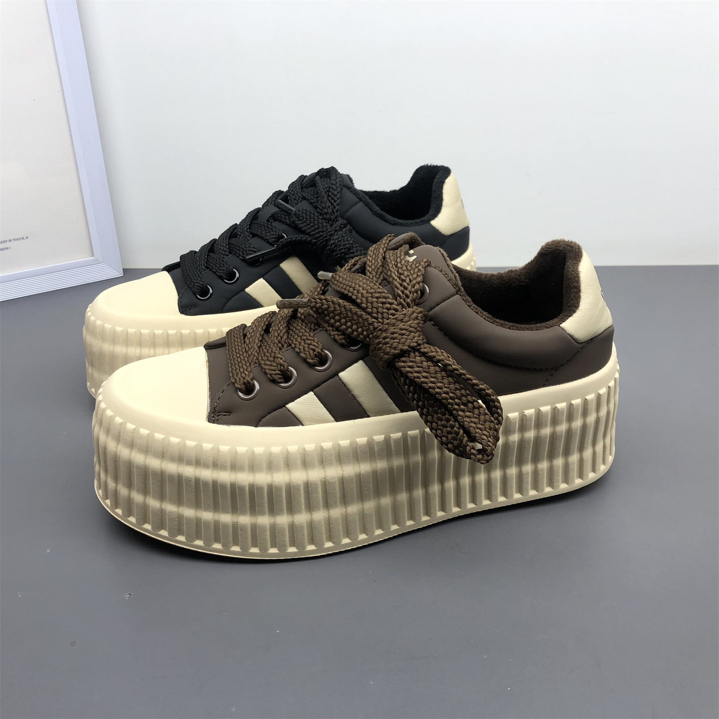 女鞋厚底休闲鞋加绒棉鞋冬季