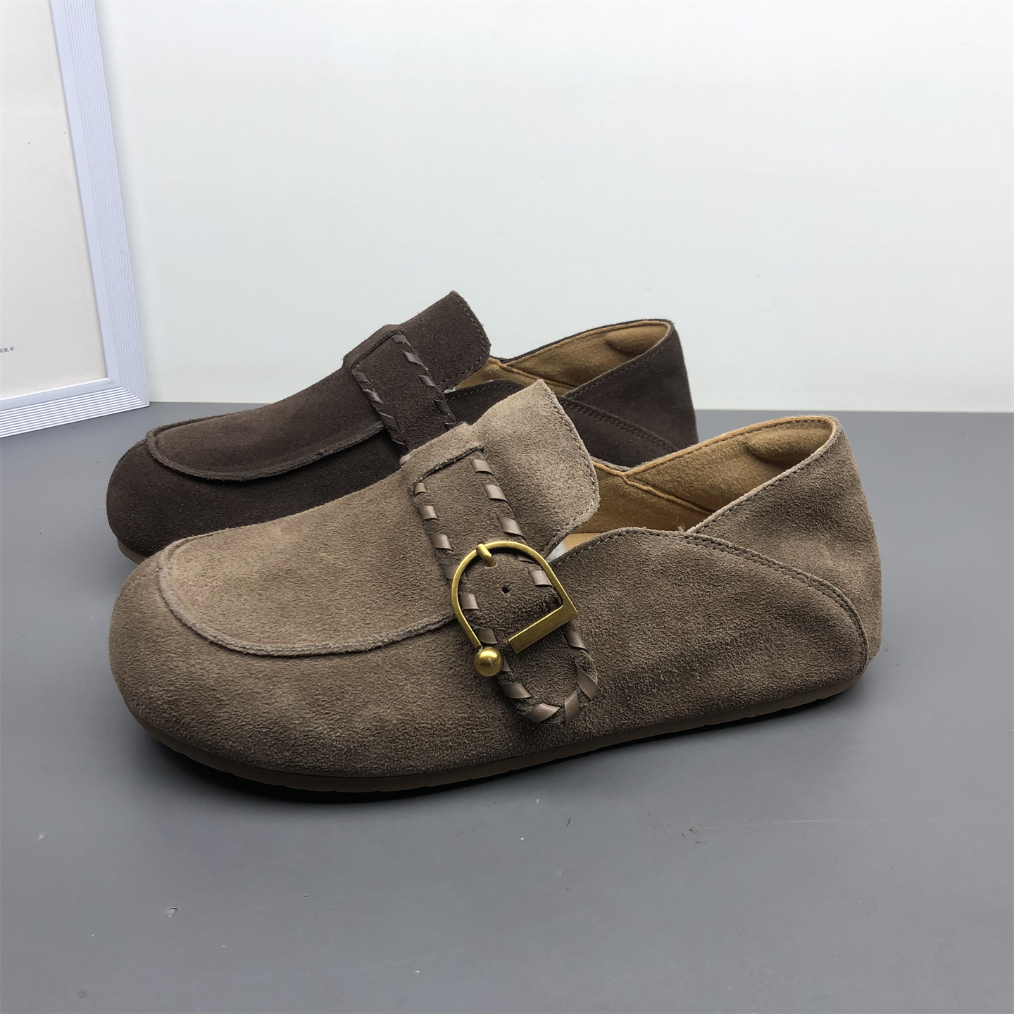 女鞋真皮博肯鞋软底防滑豆豆鞋女