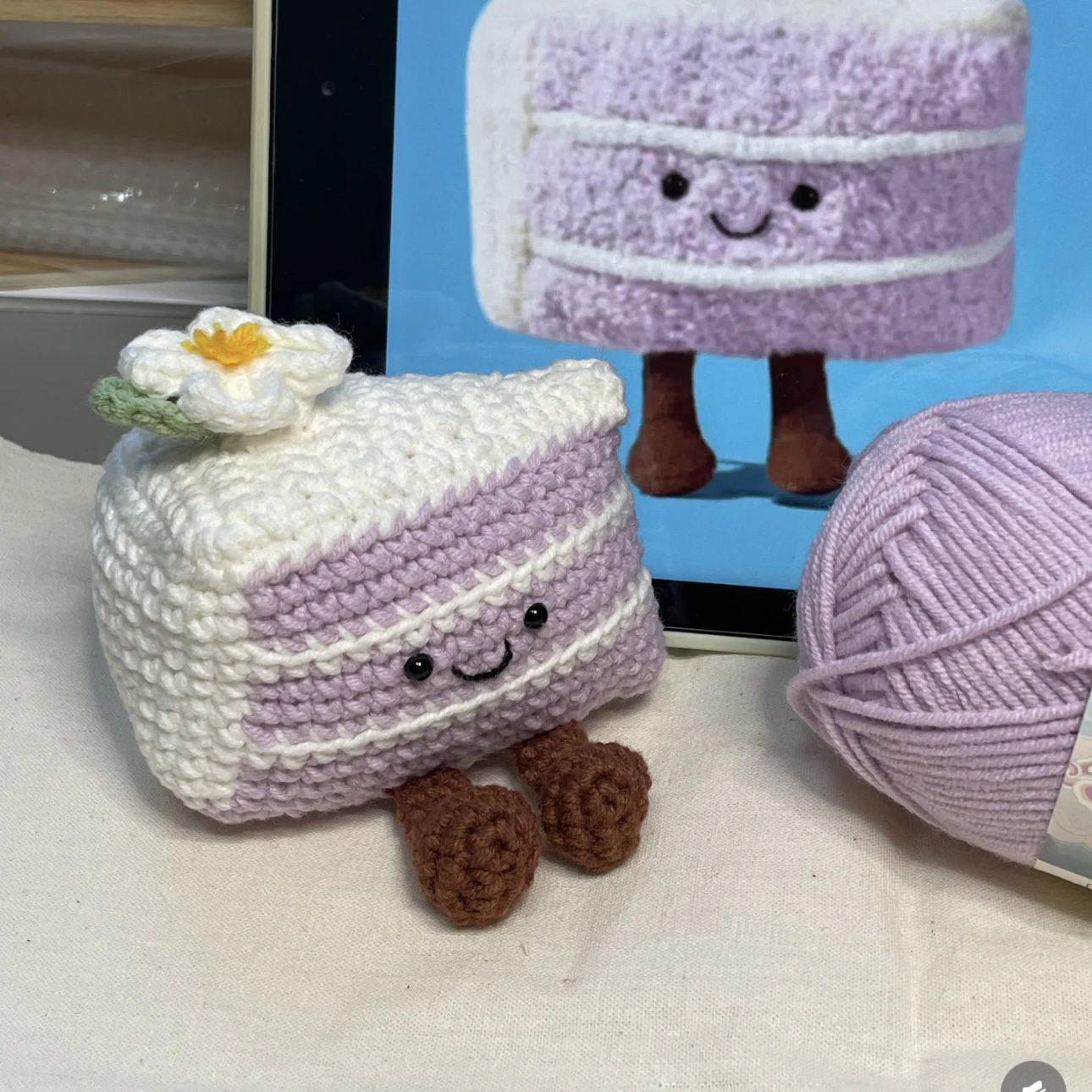 diy毛线钩针编织jellycat同款芋泥蛋糕玩偶挂件钥匙扣材料送闺蜜