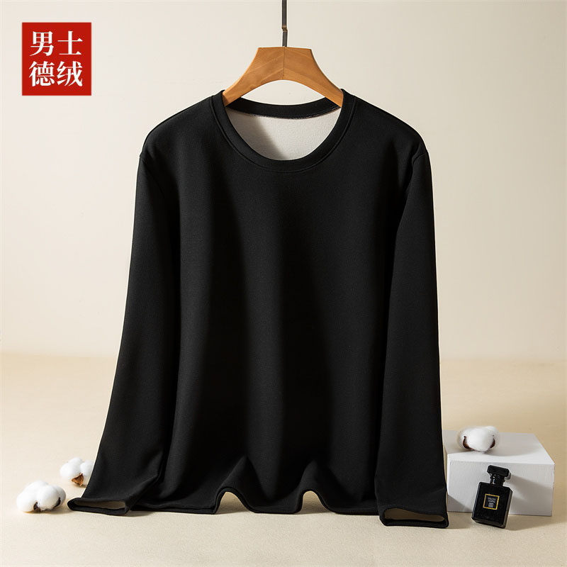 DERONG 남성 열 속옷 가을 겨울 두꺼운 벨벳 방한 티셔츠 대형 긴팔 가을 의류 바닥 셔츠 탑