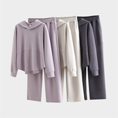 连帽卫衣休闲套装 2025春秋女新款 宽松显瘦百搭外穿简约运动两件套