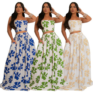 Women Bohemian style camisole+large skirt set吊带+大摆裙套装