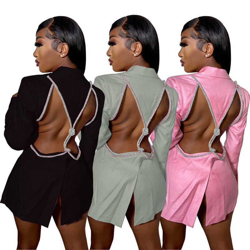 women fashion suit set sexy 2022欧美性感个性露背时尚西装外套