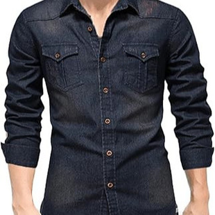 shirt男装 European 衬衫 牛仔长袖 欧码 sleeved long denim Men