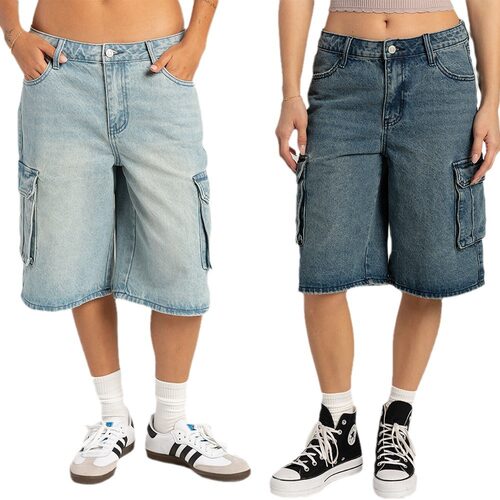 2024欧美街头潮人水洗工装牛仔直筒中裤women short jeans pants