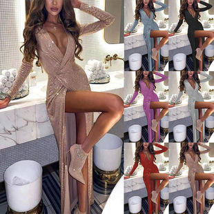 sexy nightclub dress slim long sleeve dress long skirt women