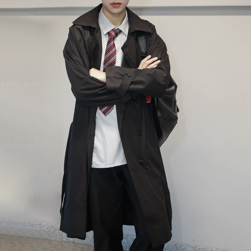 木村叔dk日系制服复古卡其色风衣外套男生春秋季大学生中长款大衣