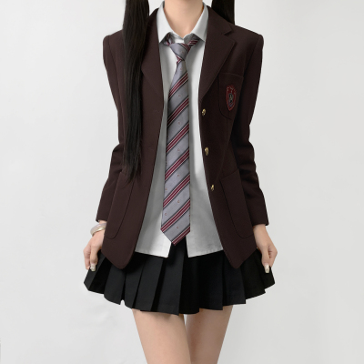 木村叔jk日系红棕色毛呢子西装外套女秋冬季原创短款呢子西服制服