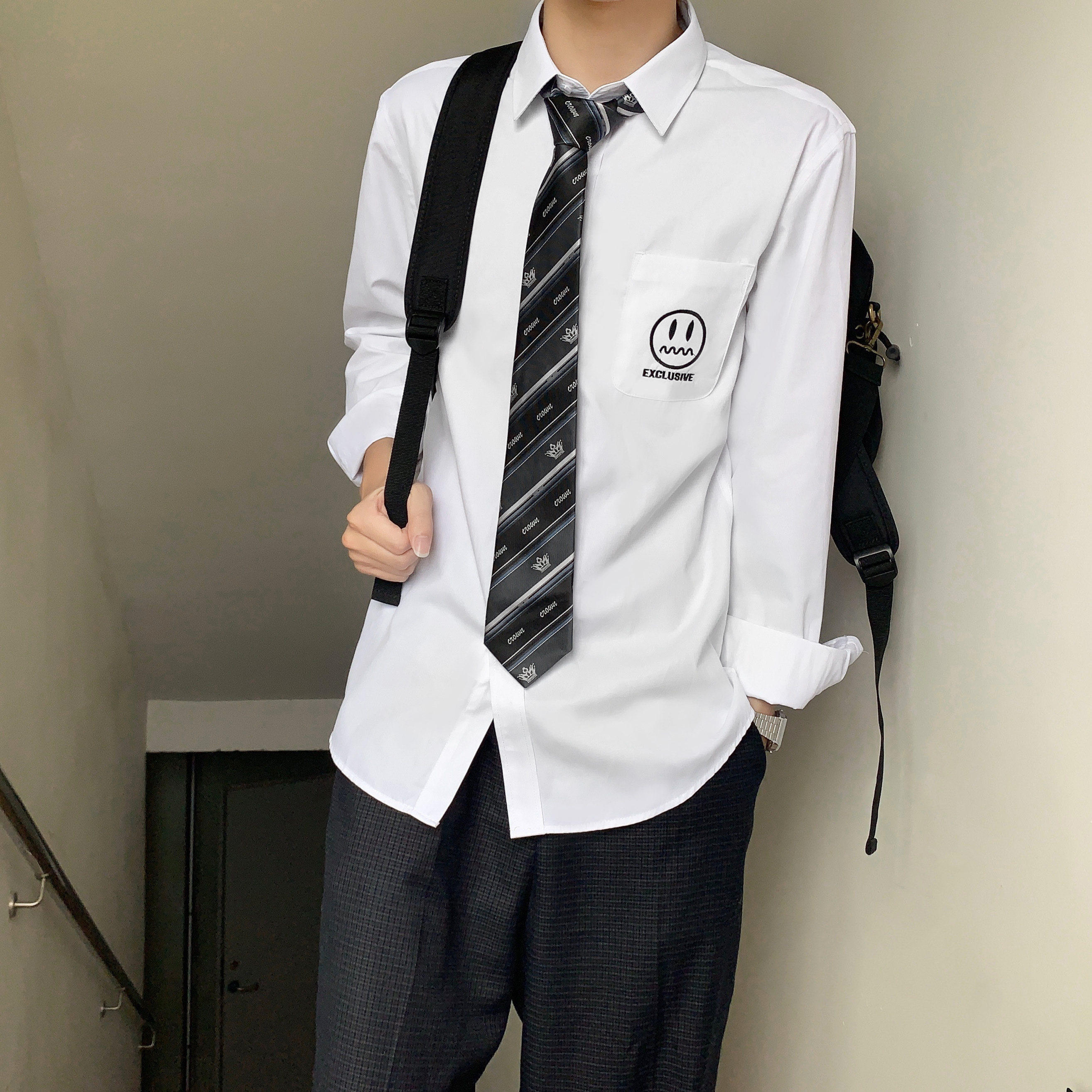木村叔角襟长袖dk制服衬衫图片