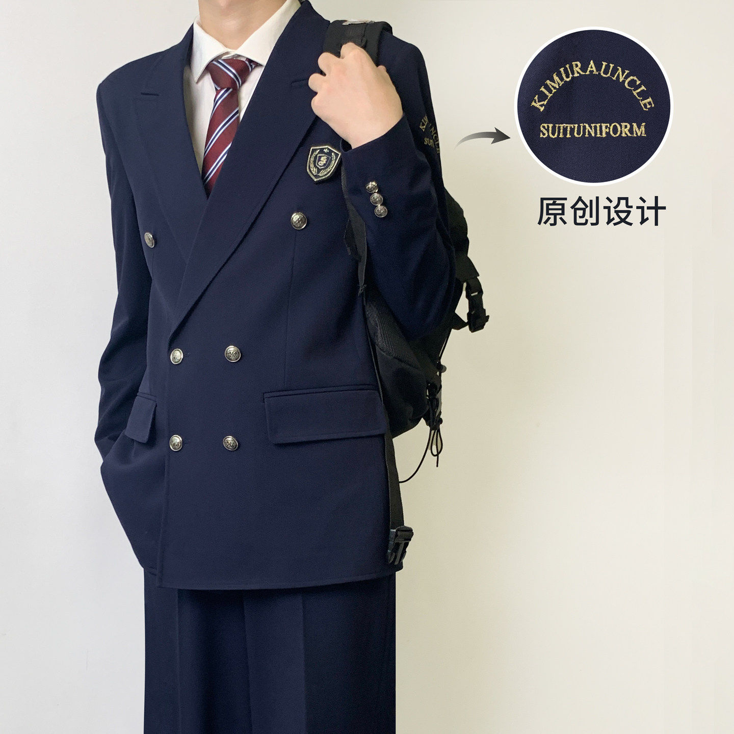 木村叔dk日系原创刺绣小众设计西装制服男生双排扣戗驳领西服套装