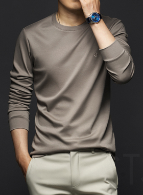 春秋男士长袖T恤白色秋衣打底衫2025男装新款卫衣秋装上衣服体恤