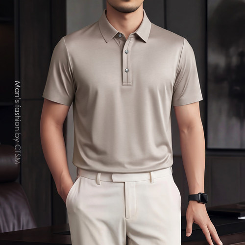 商务风男士短袖POLO衫翻领纽扣基础款通勤穿搭T恤上衣2026夏季新