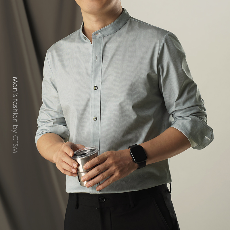 高级感男士商务休闲抗皱修身衬衣