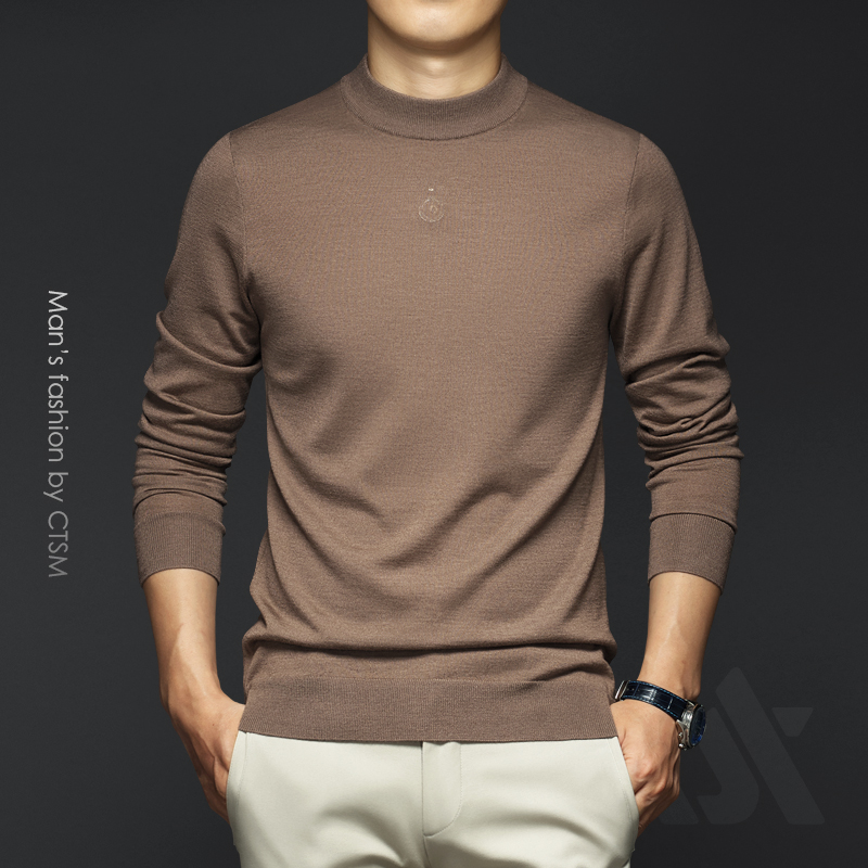 男士半高领羊毛针织衫
