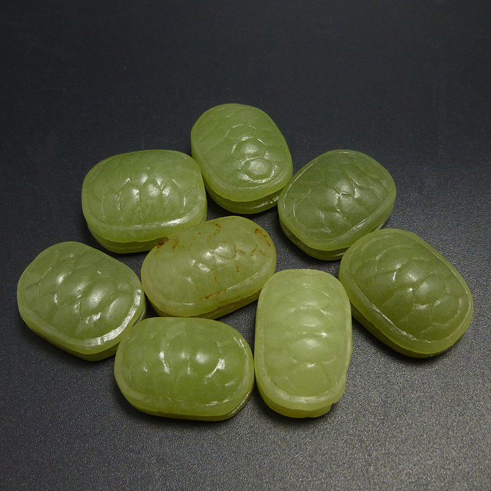 新疆和田玉羌若黄口料出口创汇期黄玉龟背龟壳小勒子佛珠背云配饰