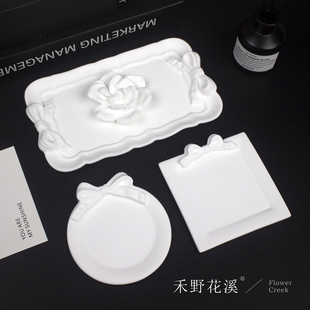 蝴蝶结石膏托盘摄影拍照道具珠宝首饰托盘摆摊陈列展示小礼品配件