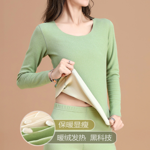 打底衫 加厚单件秋衣 女2025秋冬德绒无痕自发热保暖上衣宽松大码