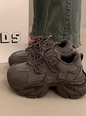 OLDORDER时尚老爹鞋女冬季女鞋女款鞋子厚底增高加绒保暖运动鞋子