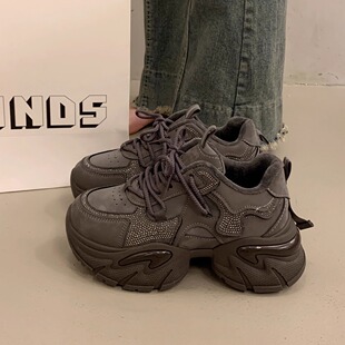 OLDORDER时尚老爹鞋女冬季女鞋女款鞋子厚底增高加绒保暖运动鞋子