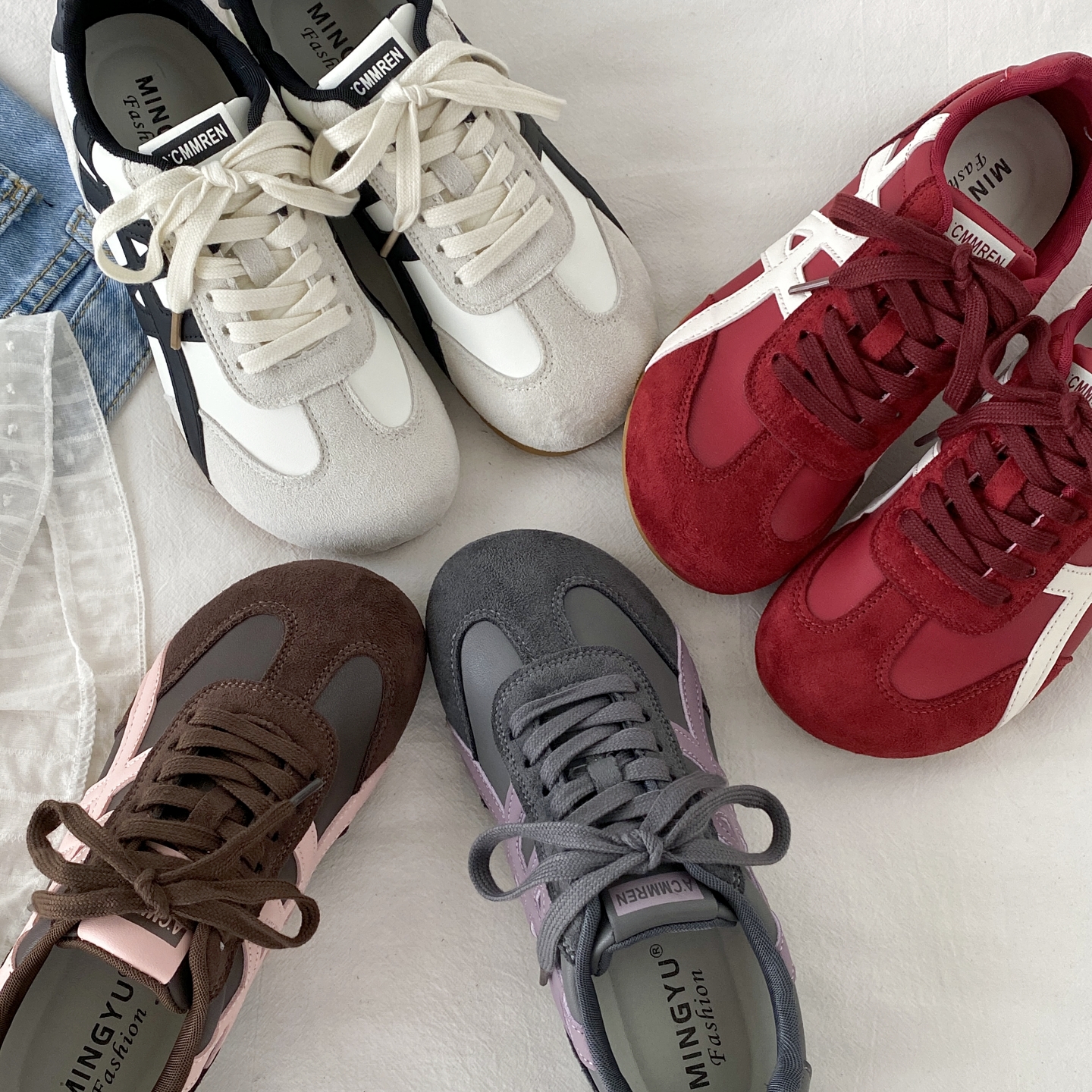 OLDORDER灰紫色小众德训鞋女款ins潮秋季厚底复古阿甘板鞋休闲鞋