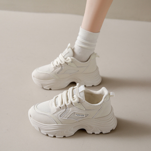 OLDORDER纯黑色运动鞋小黑鞋女秋冬款增高厚底老爹软底上班不累脚