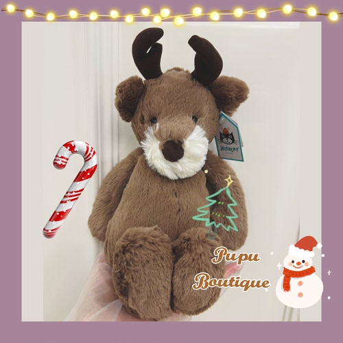 绝版正品英国Jellycat Marty Moose马蒂驼鹿麋鹿毛绒玩偶圣诞限定