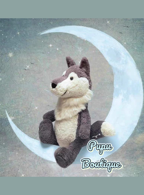 绝版正品英国 jellycat woodruff wolf灰色小狼毛绒玩偶