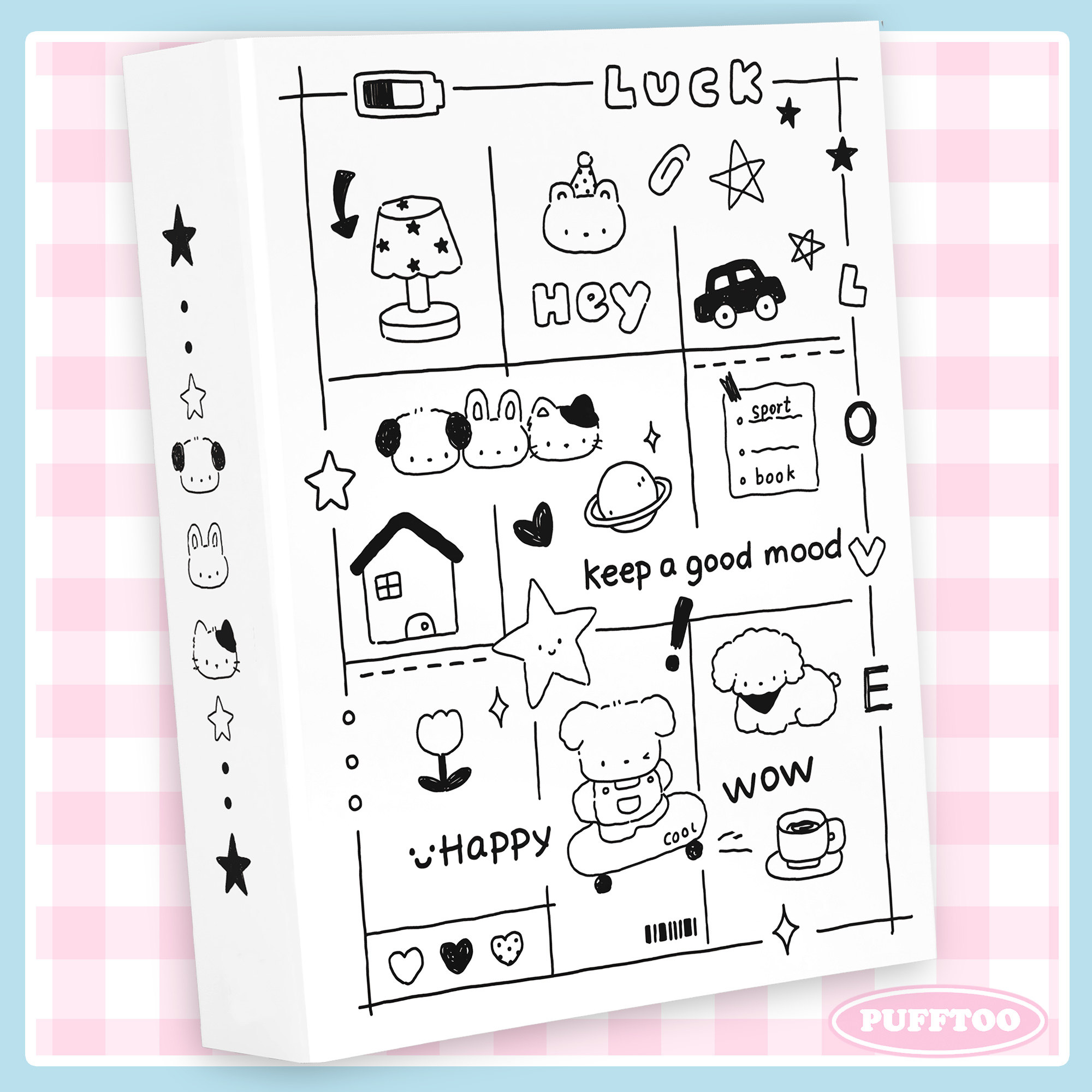 Pufftoo原创卡册四宫格拍立得相册活页A5硬纸板6孔小卡3寸收纳册