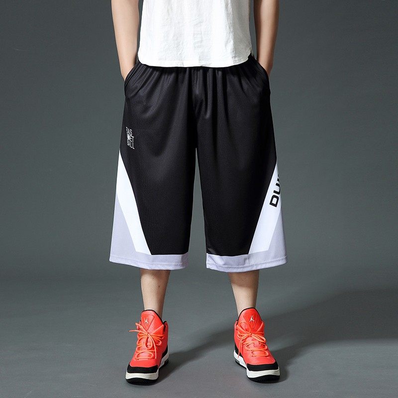 夏季松紧休闲裤男宽松七分裤男潮流薄款短裤加肥加大冰丝篮球裤衩