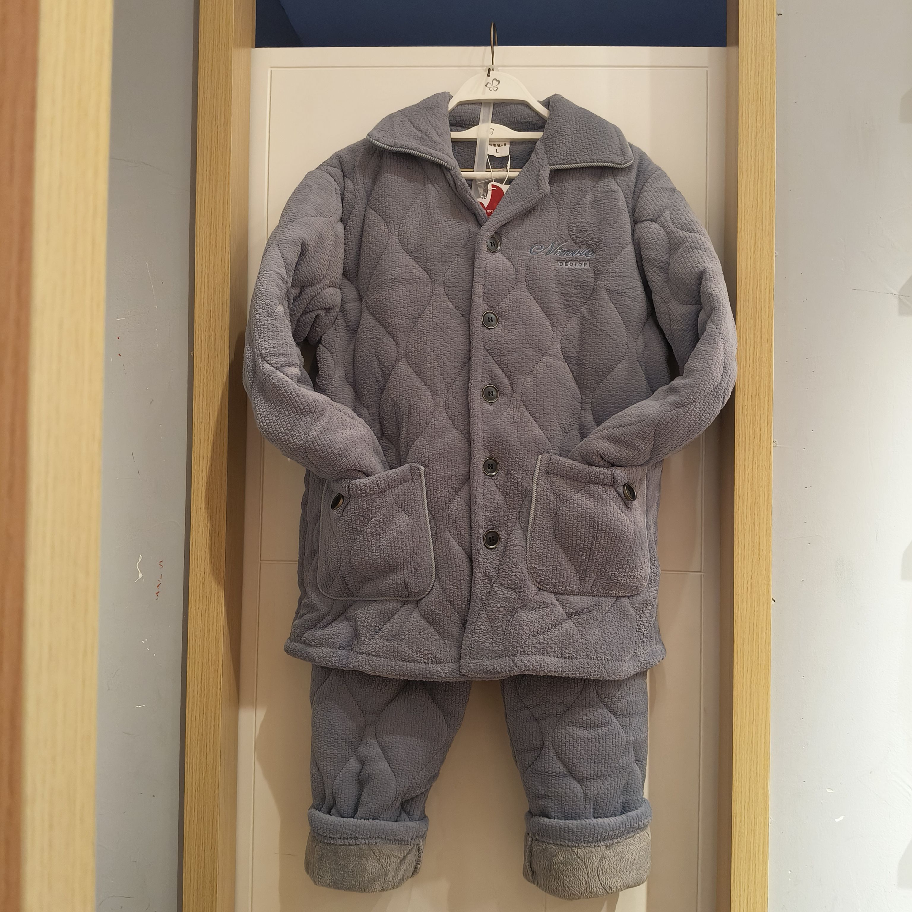 法兰绒家居服男士加厚保暖可外穿