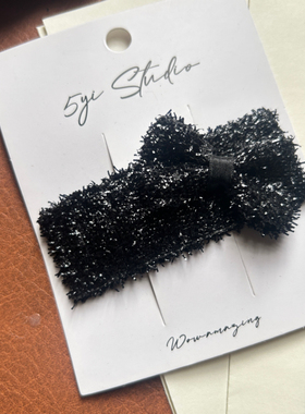 【手工黑闪蝴蝶结发夹】小众暗黑系甜酷风侧边夹