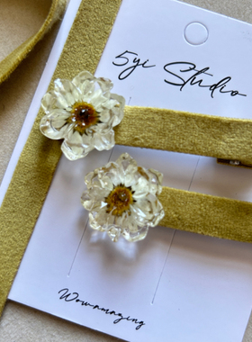 5yi Studio 金色丝绒发卡头饰干花发夹小众设计 复古温柔风森系