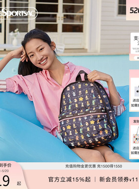 LeSportsac乐播诗新款小羊波德莱尔黑色卡通背包大容量双肩包女