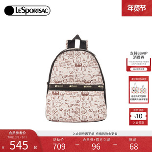 LeSportsac乐播诗新款潮流系列可爱线条小狗电脑背包通勤双肩包