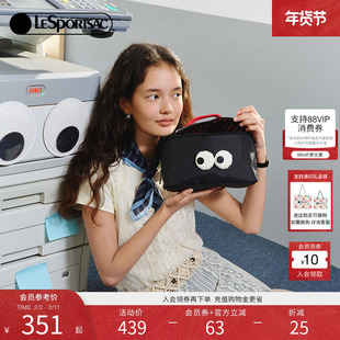 LeSportsac乐播诗新款表情系列可爱黑色大眼仔收纳化妆包手拿包女