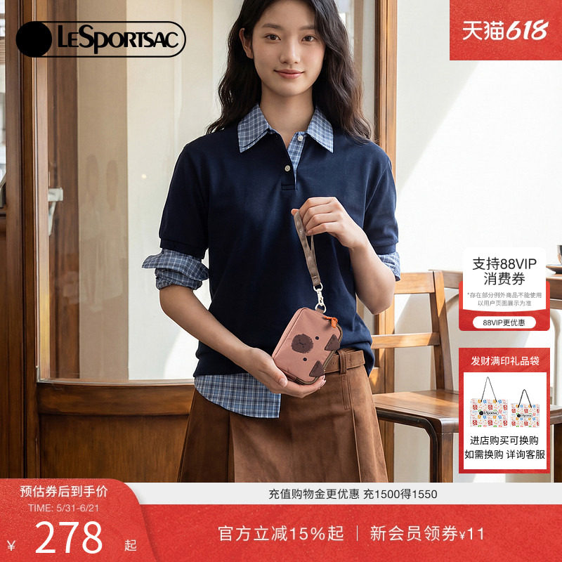 LeSportsac乐播诗卡皮巴拉系列零钱包卡通可爱手拿包女款收纳小包